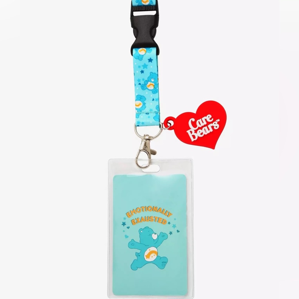 💙 HOT TOPIC- Care Bears Wish Bear Emotionally Exhausted Lanyard, NWT